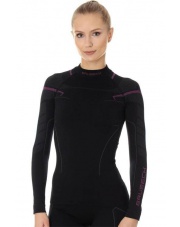 Koszulka damska Brubeck THERMO czarna/różowa