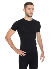 Koszulka męska Brubeck ACTIVE WOOL SS czarny